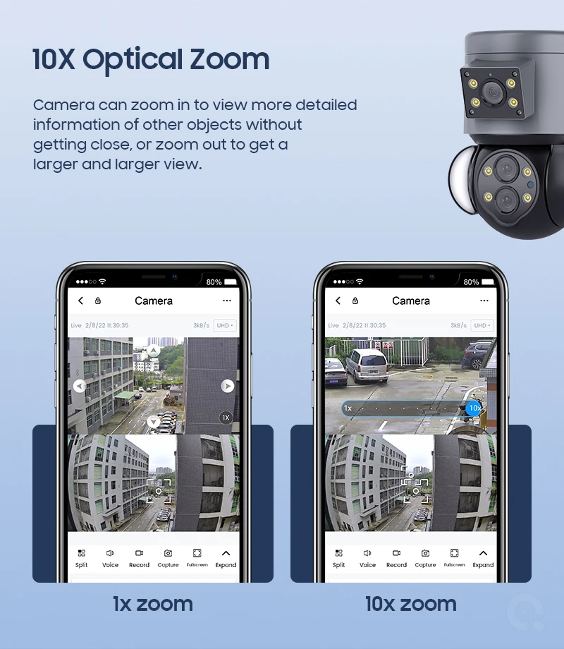 Gadinan WIFI HD 4MP 10x Zoom PTZ Surveillance Camera  Color Night Vision Dual Channel Video Motion Tracking Two-Way Voice IP Cam