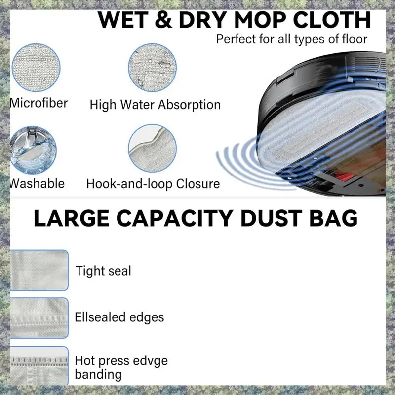 

WON Main Brushes Replace For Roborock S8 Pro Uitra Replacement Parts Robot Vacuum Cleaner Accessory Set With Dust Bags
