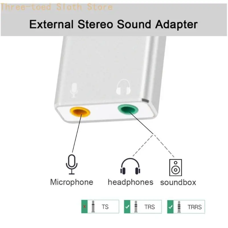 USB C Headphone Microphone Adapter Type C External Sound Card 3.5mm for Windows for Mac Linux E74A