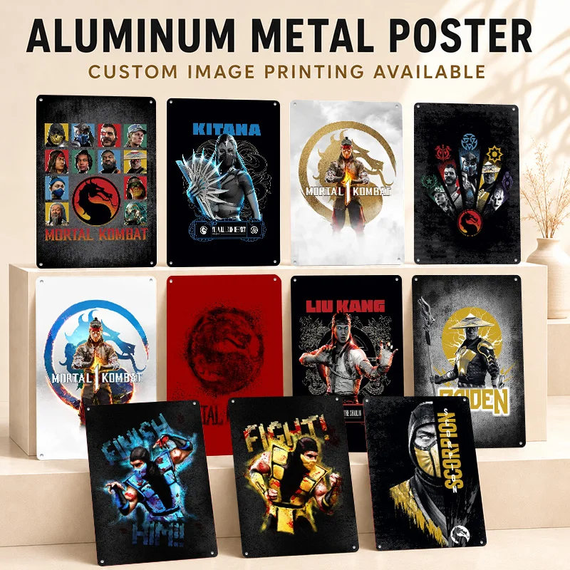 Mortal Kombat Printed Posters Customized Metal Sign Atmospheric Fantasy Design Wall Art Ideal For Media Lounge Or Birthday Gift