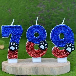 Blue Number Sparkles Funny Candle Birthday Candle Memories Children's Red Candles And Accessories Cake Decoration Lamps Candles