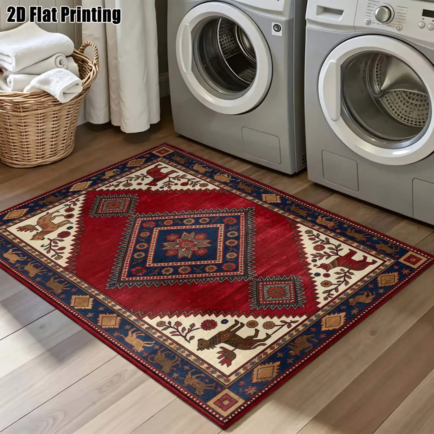 1Pc 2D Printed Gray Retro European-Style Carpet Retro, Nordic, Modern Minimalist Carpets for Home Decor, Multi-Size, Machine Washable. Ideal for Entryway, Dining Room, Foyer, Study, Living Room, Bedroom.