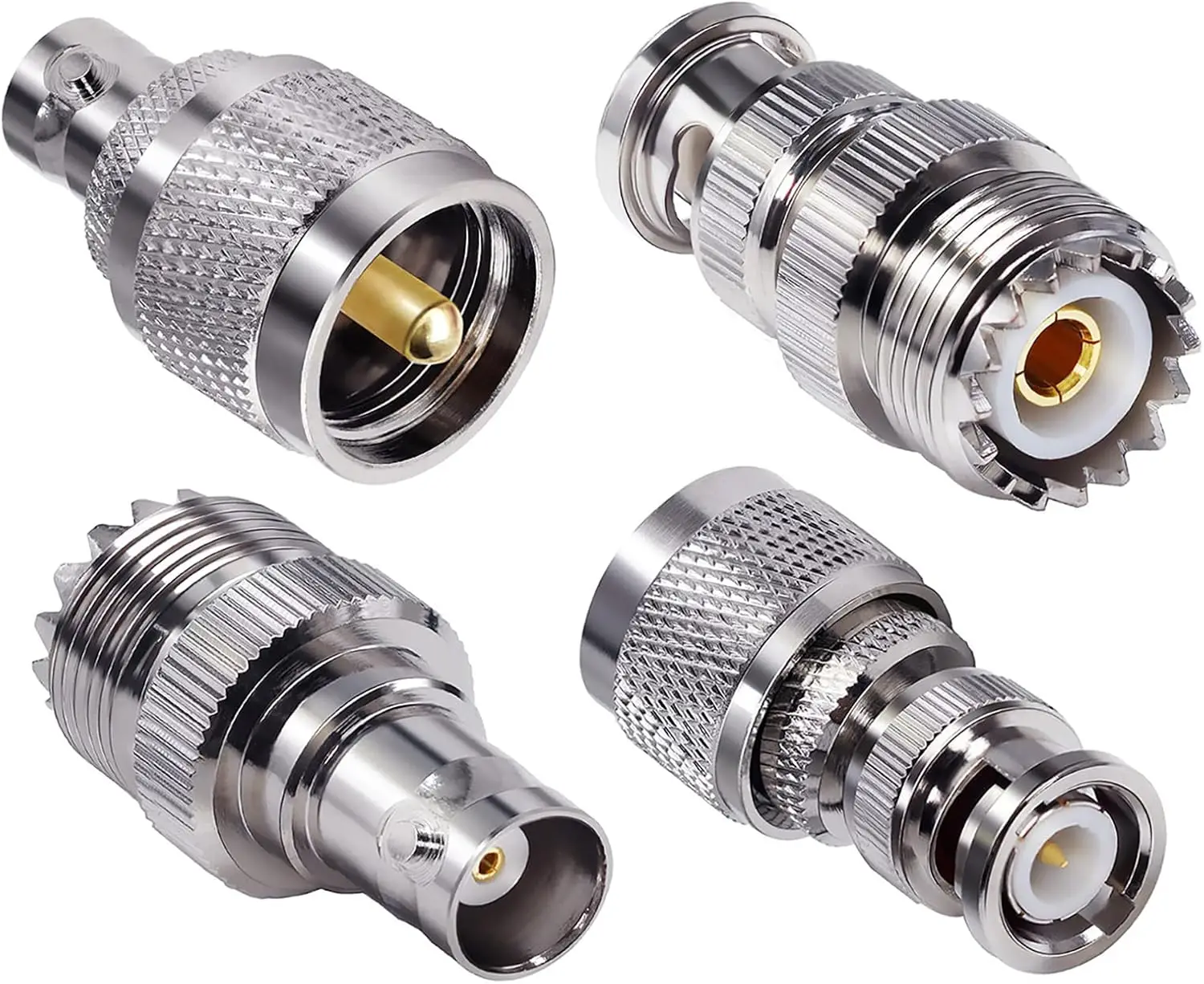 PL259 SO239 to BNC Adapter Coax Cable Connector, BNC to UHF Adapter Male to Female Cable Gender Changers Coaxial Connector