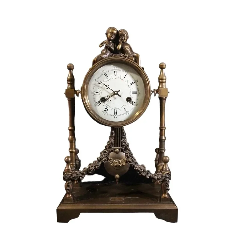 European-style return Western pure copper old-fashioned retro winding mechanical clock, home creative living room pendulum clock