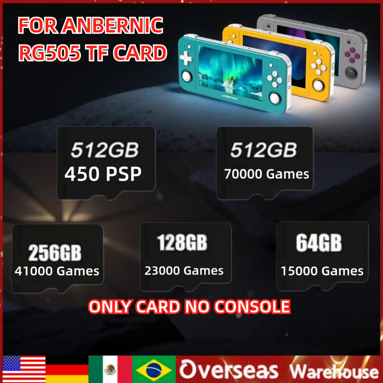 ANBERNIC RG505 Memory Cards SD Card PS2 Preloaded Game 3ds Gamecube TF Card Video Game Consoles 512G PSP PS1 GBC 70000GAMES