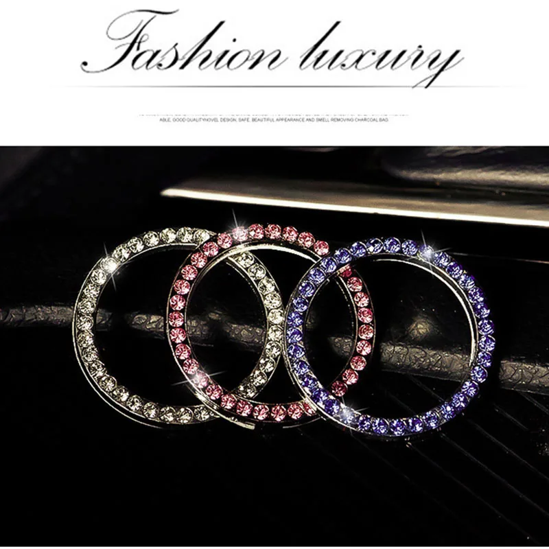 Car Bling One-Click Start Stop Engine Ignition Ring Sticker Crystal Rhinestone Circle Decor Accessories