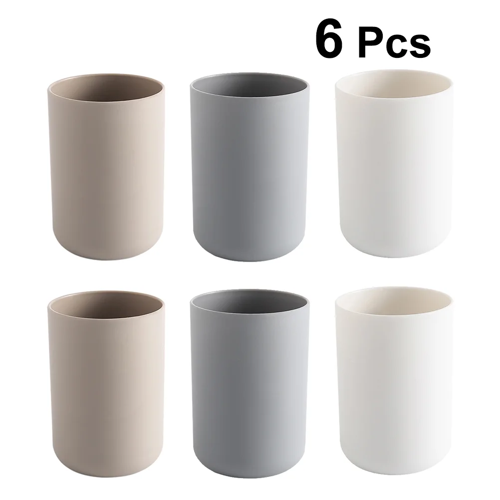 6 Pcs Unbreakable Toothbrush Cup Lightweight Portable Daily Use Bathroom Accessories Child Couples Elegant Design Travel