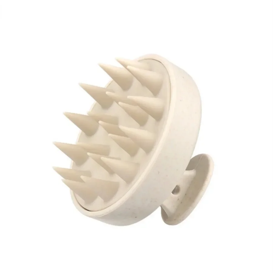 Scalp Massager Brush, Silicone Bristles Wheat Straw Handle, Wet/Dry Hair Wash Scrubber, Deep Clean & Relaxing
