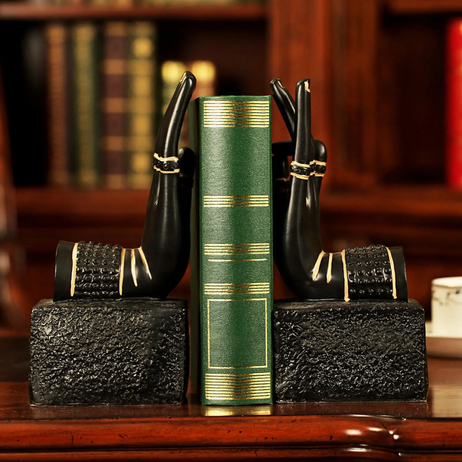 Decorative Bookends Support Resin Black Hands Decor for Heavy Books Book Stopper Books Holder for Shelves Table Living Room