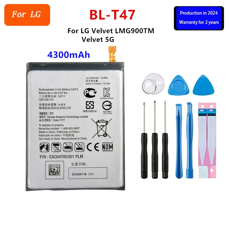 Original BL-T47 4300mAh Battery For LG Velvet LMG900TM Velvet 5G  BL T47 G9  Mobile phone Batteries+Tools