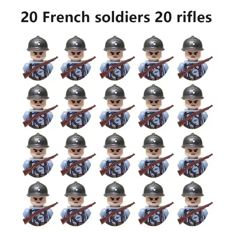 20-teiliges WWII Militär-Actionfiguren-Bausteinset Alliierte Streitkräfte Armeemänner Soldaten Multipack Kampfpaket Modellspielzeug Geschenk – Detail 11