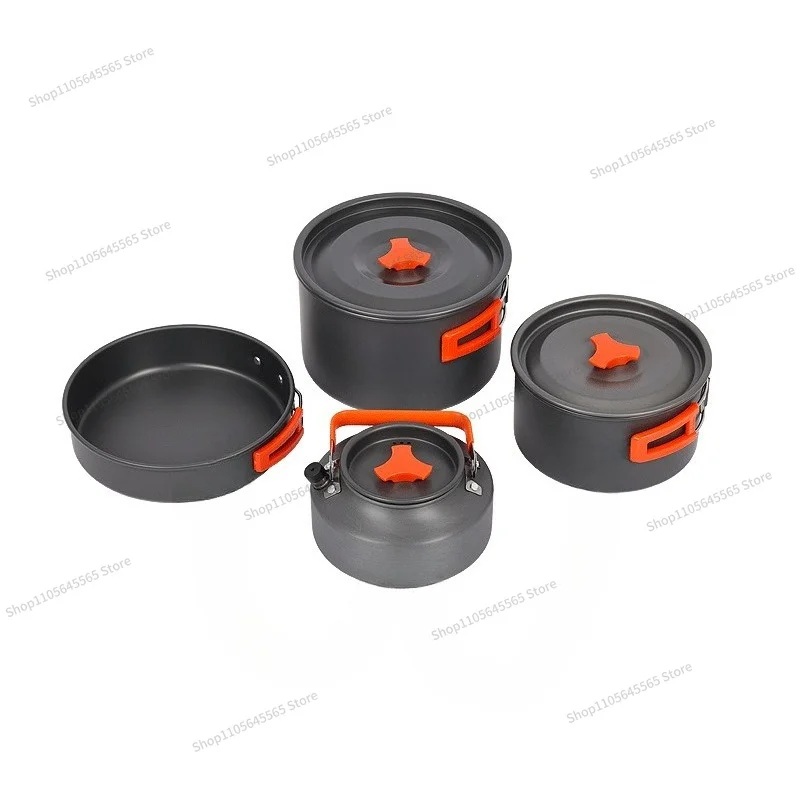 For Outdoor Camping Cookware 4-piece Set, Pots, Kettles, Frying Pans, Cooking Utensils