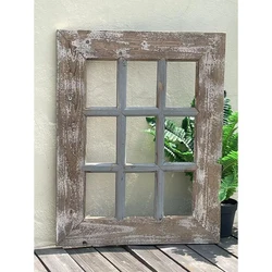 Vintage Old Solid Wood Lattice Window Frame Wall Home Decoration