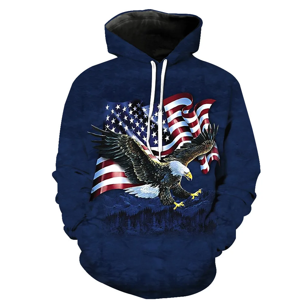 Newest USA Flag Hoodies Sweatshirt Men/Women Hooded 3D Print Eagle Autumn Winter Hoody Black Polluver Plus Size America Jacket