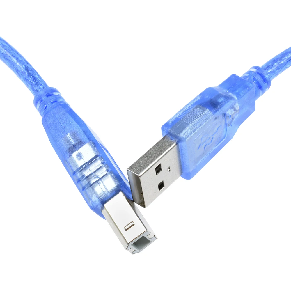 USB 2.0 Printer Cable Type A Male to Type B Male Dual Shielding High Speed Transparent Blue 0.3m 0.5m 1m