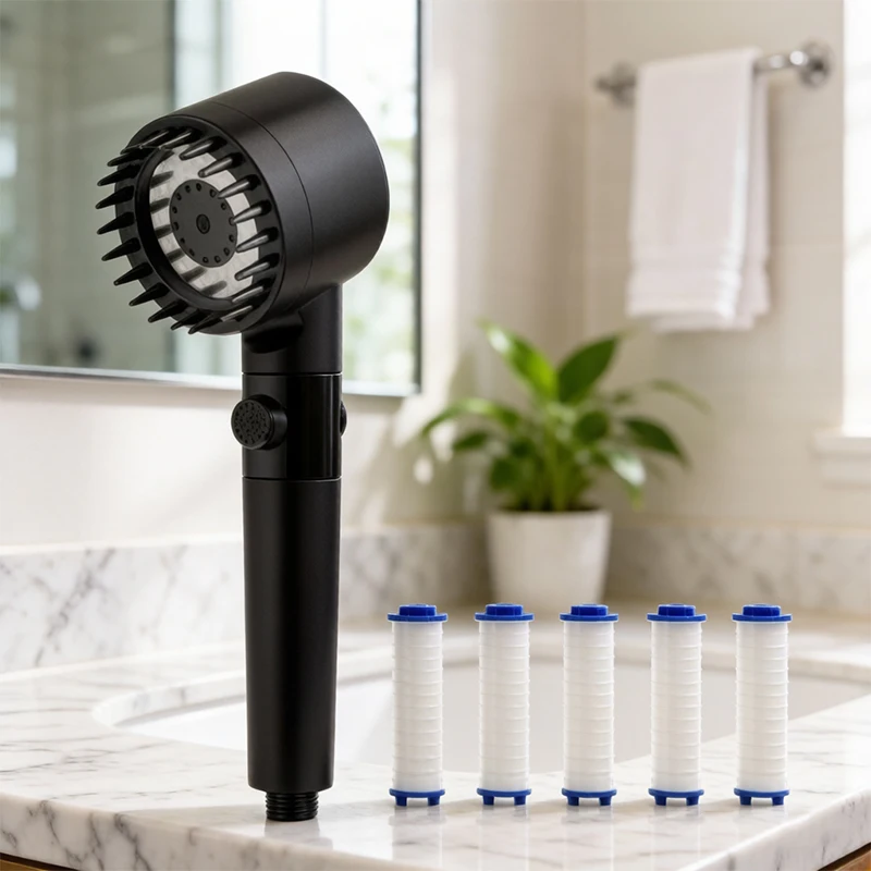 Three Speed Adjustable Shower Head Portable Handheld Massage Shower Filter High Pressure Water Saving Bathroom Accessories