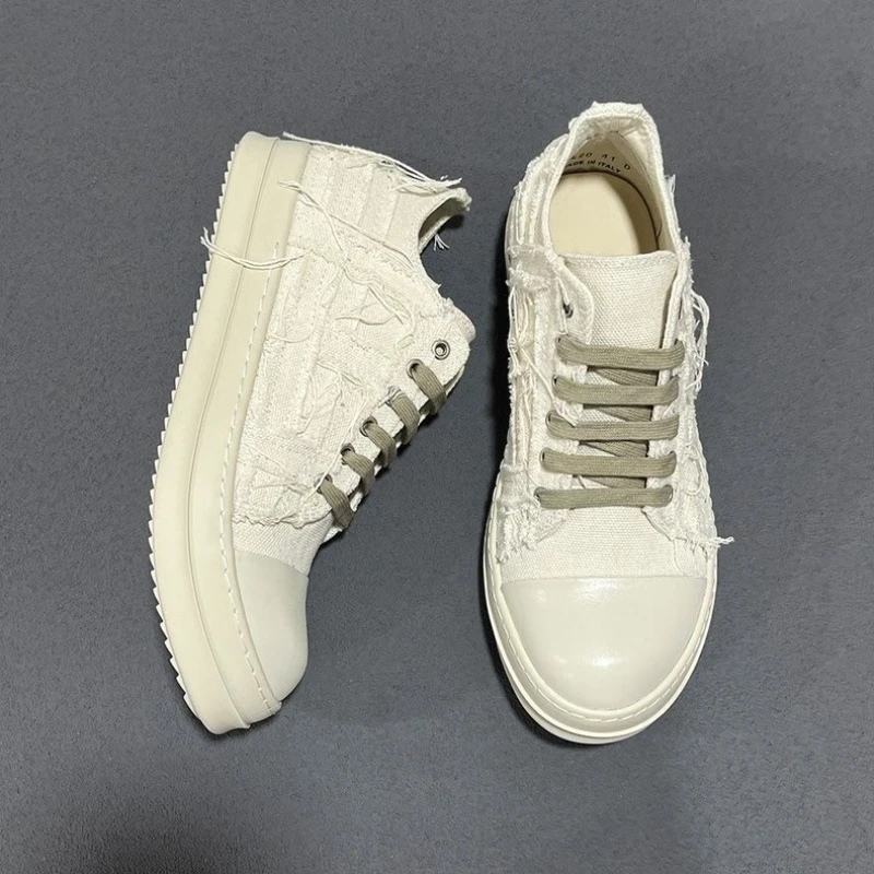 Brand Luxury Low Top Canvas Shoes Designer Fashion Sneakers Thick Off White Rubber Sole Punk Streetwear Casual Shoes view 4