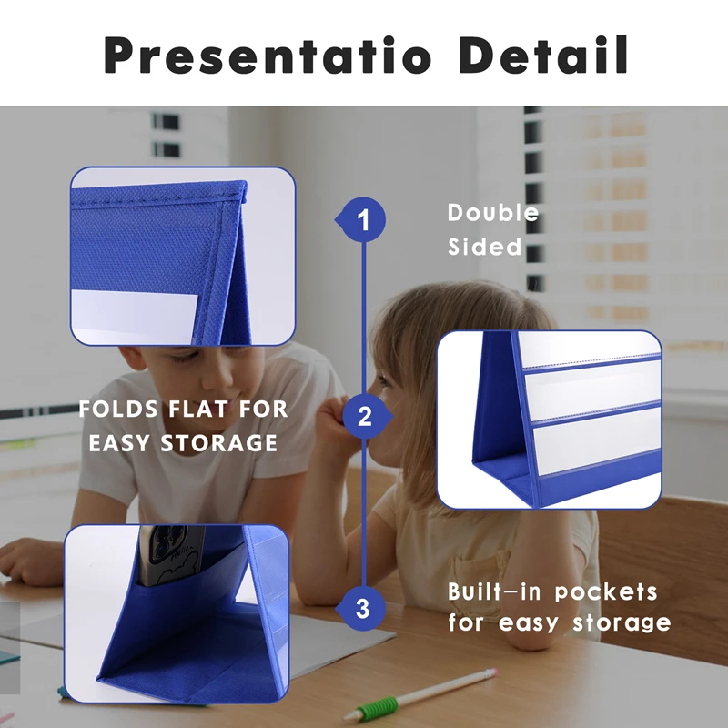 Desktop Pocket Chart Double-Sided And Self-Standing Mini Pocket Chart Stand For Individual Or Small Group (43X 33Cm)