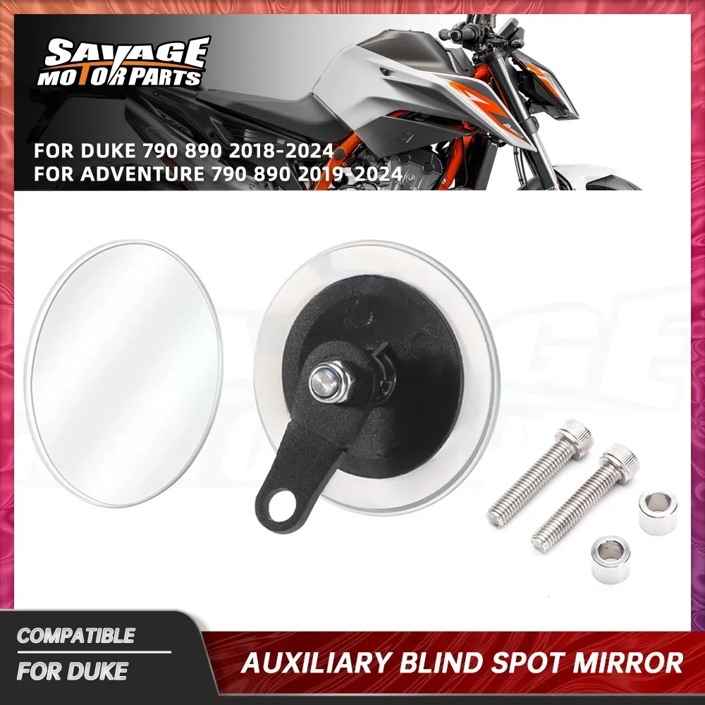 

For Duke 790 890 Adventure 2018-2024 Motorcycle Blind Spot Mirror Auxiliary Rearview Mirror Wide Angle Adjustable Small Mirrors