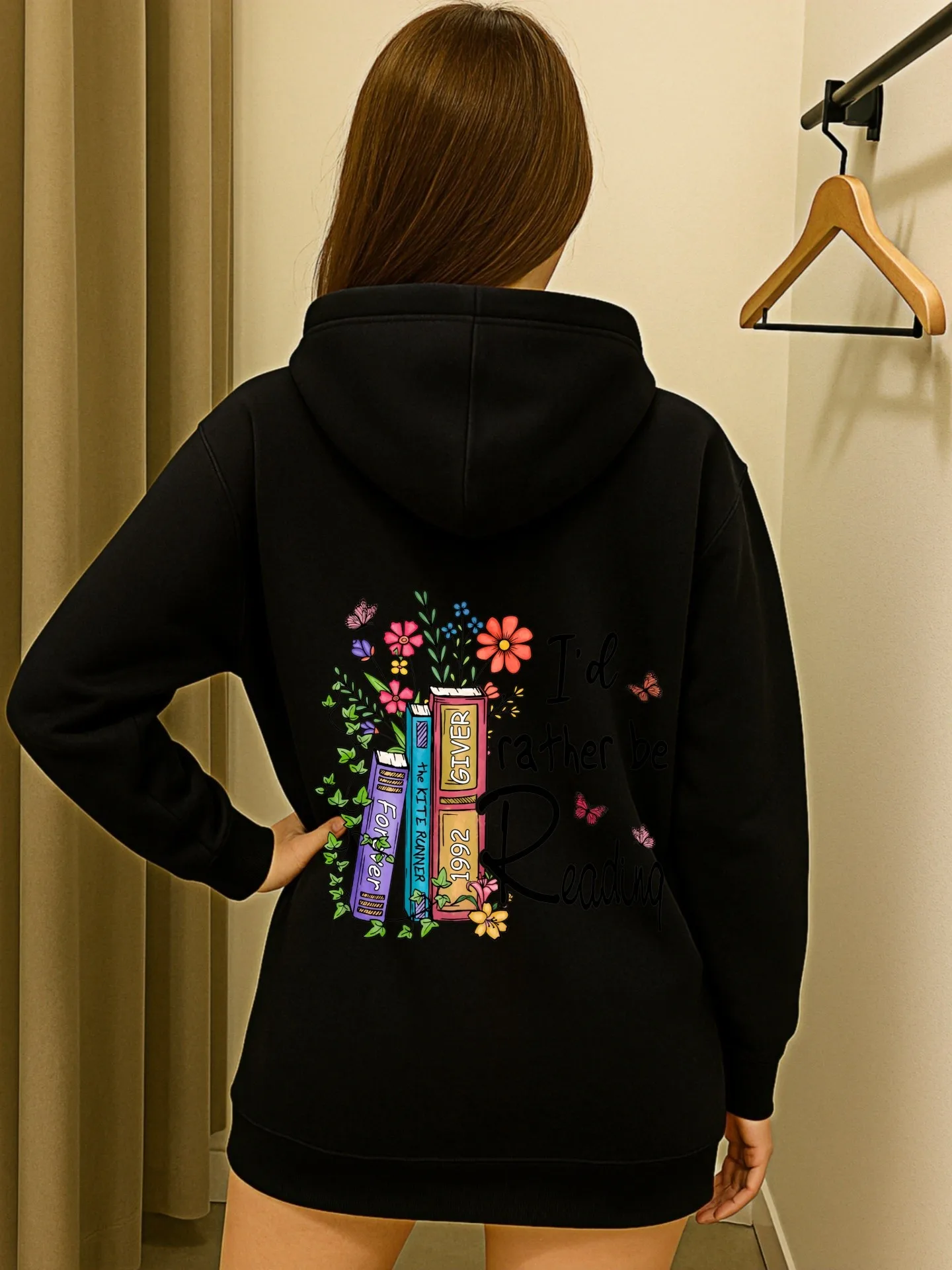 Sudadera con capucha gráfica para mujer, estampado de truco o trato, diseño estético informal, tela suave, uso diario informal, para adolescentes