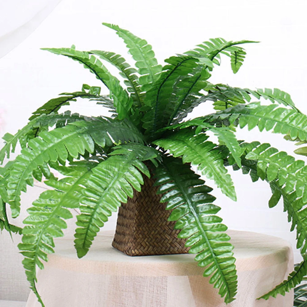 2-4PCS Large Artificial Palm Tree Tropical Fake Fern Leafs Silk Persian Leaves Wall Hanging Plants for Home Porch Window Decor