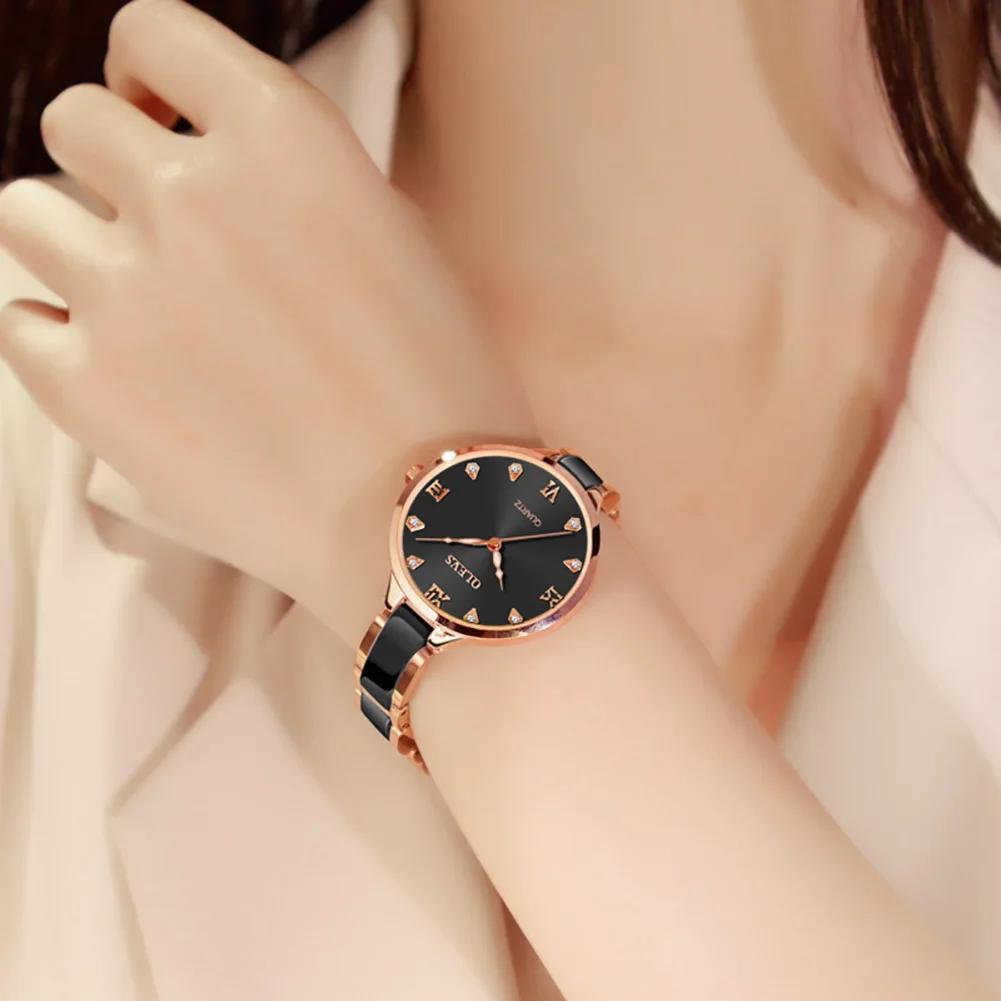 OLEVS Quartz Watch for Women Japan Movement 30M Waterproof Female Watch Elegant Ceramic Strap Ladies Watch Valentine\'s Day Gift