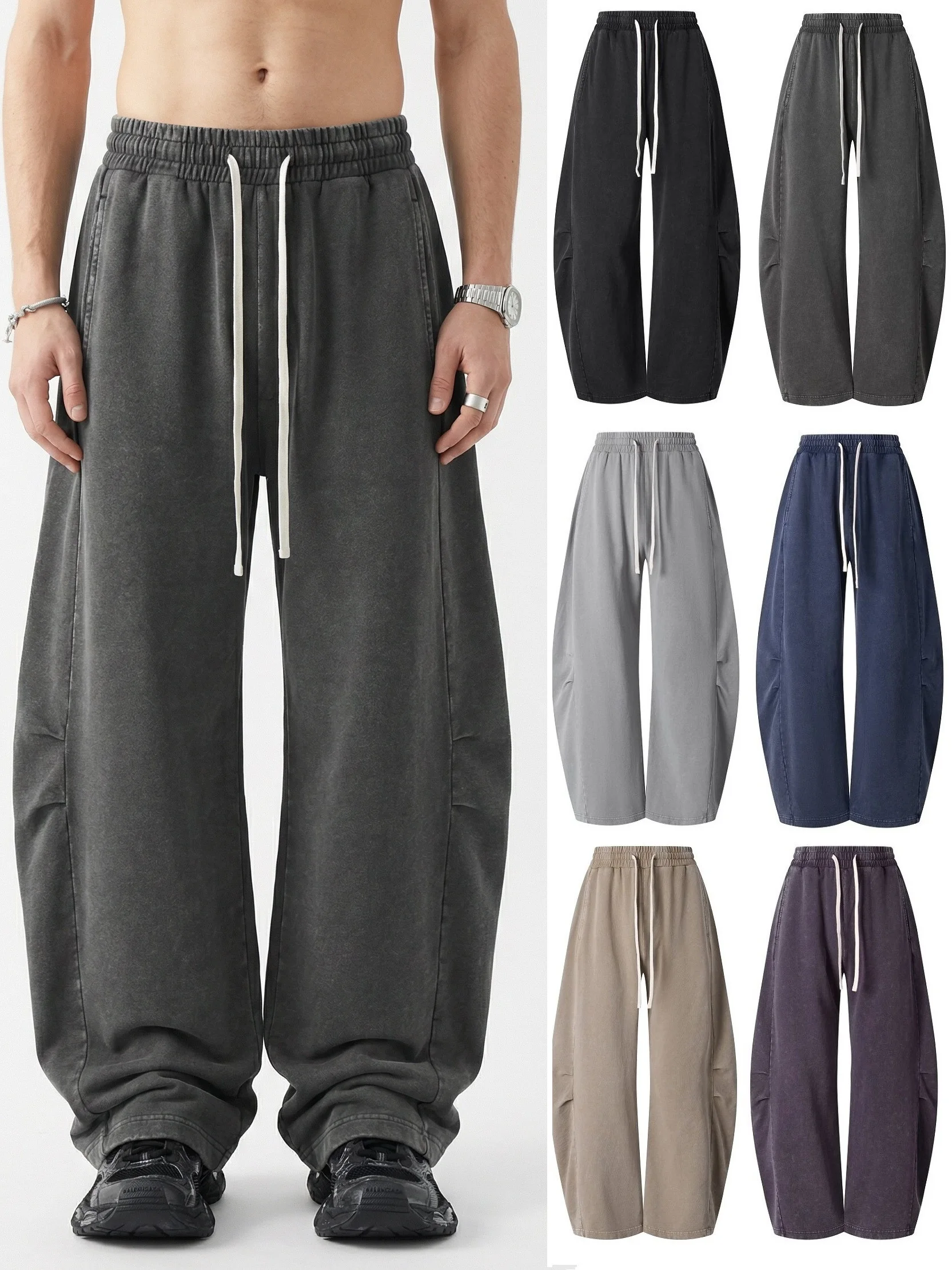 

Мужские винтажные брюки свободного кроя с дизайнерским принтом, хлопковые, удобные, для весны и осени, в уличном стиле