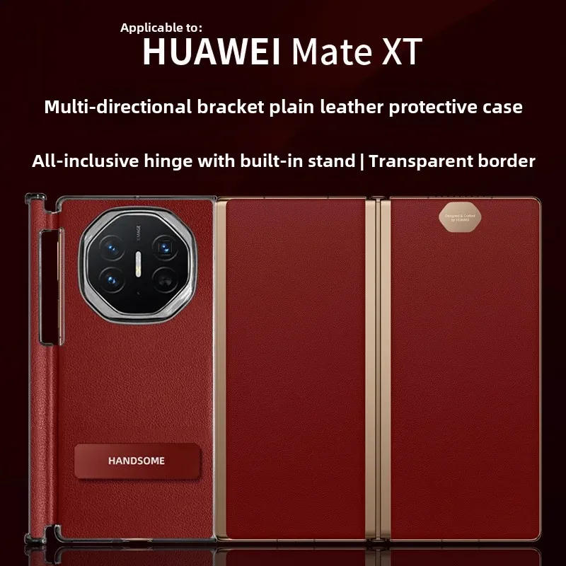 Luxury PU Matte Leather with Hinge One-piece Bracket Case for HUAWEI Mate XT Ultra Thin Protection Phone Cover with Kickstand