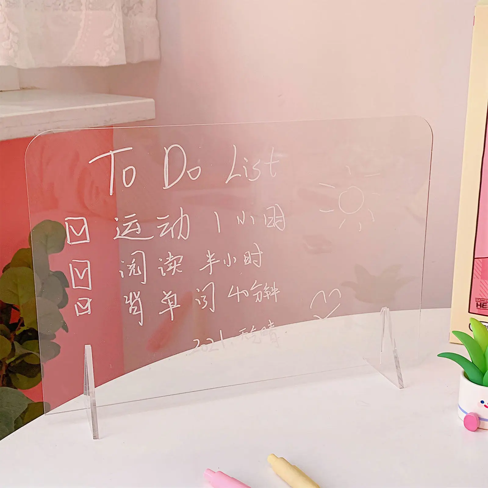 

1Pcs Acrylic Note Board Transparent Creative Student Message Board School Supplies Sketch Graffiti Panel