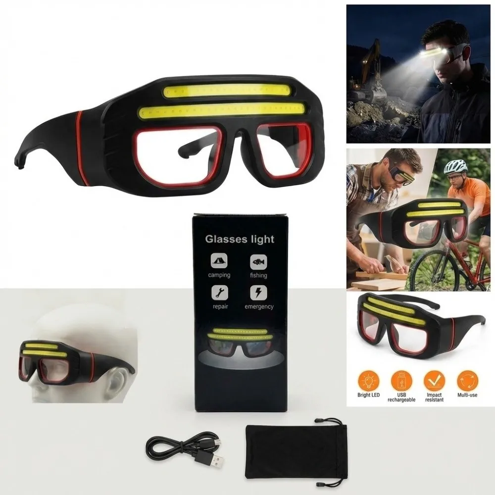 New Rechargeable LED Glasses Headlamp Wide Beam Multifunctional Headlamp Night Fishing Light Automotive Maintenance