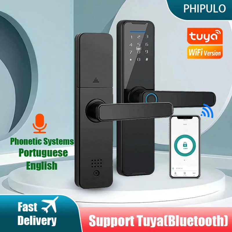 

PHIPULO Tuya WIFI Biometric Fingerprint Locks Smart Door Lock Remote Unlocking Keyless Lock Digital Electronic Lock