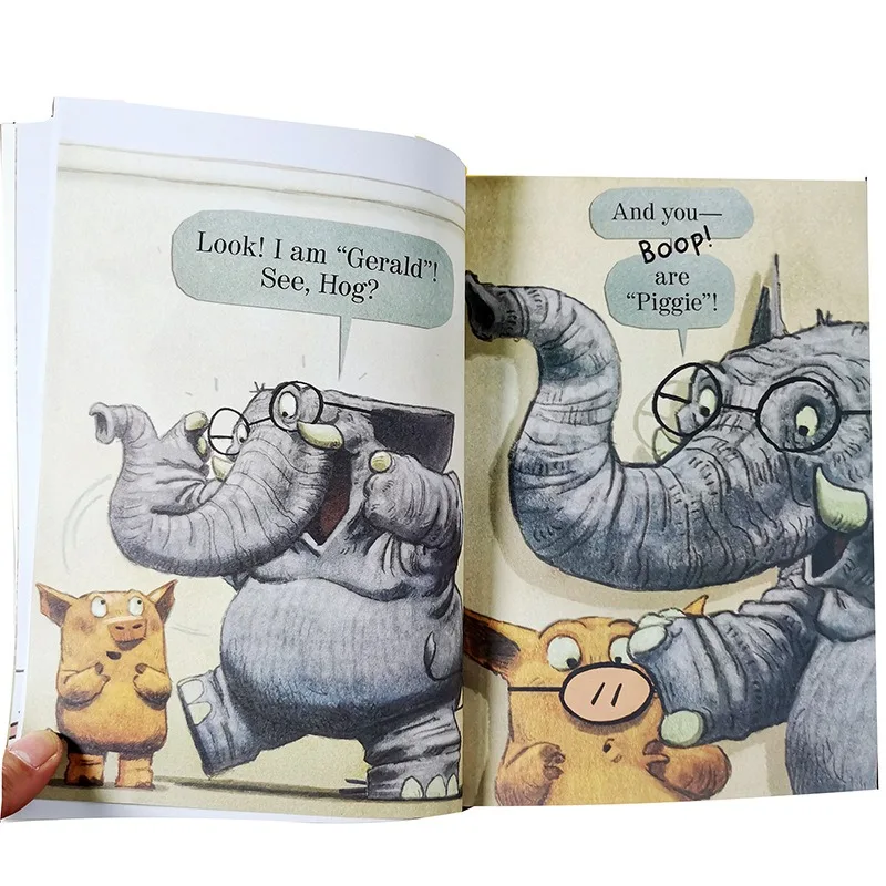 Buku lucu 8 buku Kawaii An Elephant dan Piggies buku anak-anak gambar menarik buku bahasa Inggris mainan pembelajaran anak-anak Libros