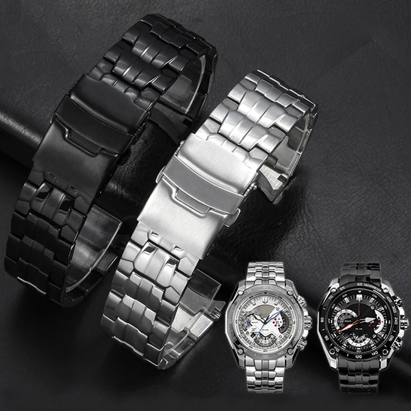 Solid Stainless Steel Bracelet for Casio 5147 EF-550 Prospex Watchband Quality Metal Watchstrap 22mm Silver Black Modified Chain