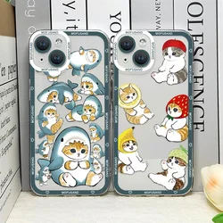 Cute Cartoon Animal Cat Shark Phone Case for IPhone 14 16 15 11 12 13 Pro Max Mini XS SE2 8 7 Plus Transparent Soft Cover Fundas