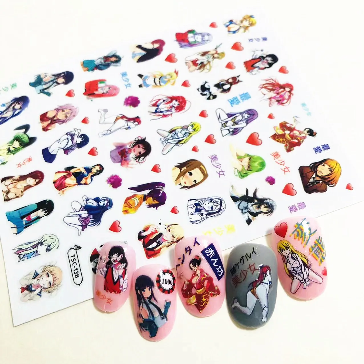 TSC-136 Newest design Anime Hot Girl 3d Nail Art Sticker nail Decal Deco Slider Stamp Film accessories