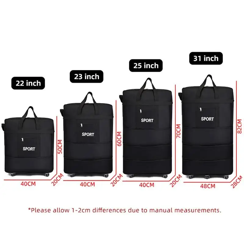 22/23/25/31Inch Rolling Luggage Multilayer Expanded Travel Wheeled Oxford Suitcase Men Foldable Trip XA856F Women Black Weekend