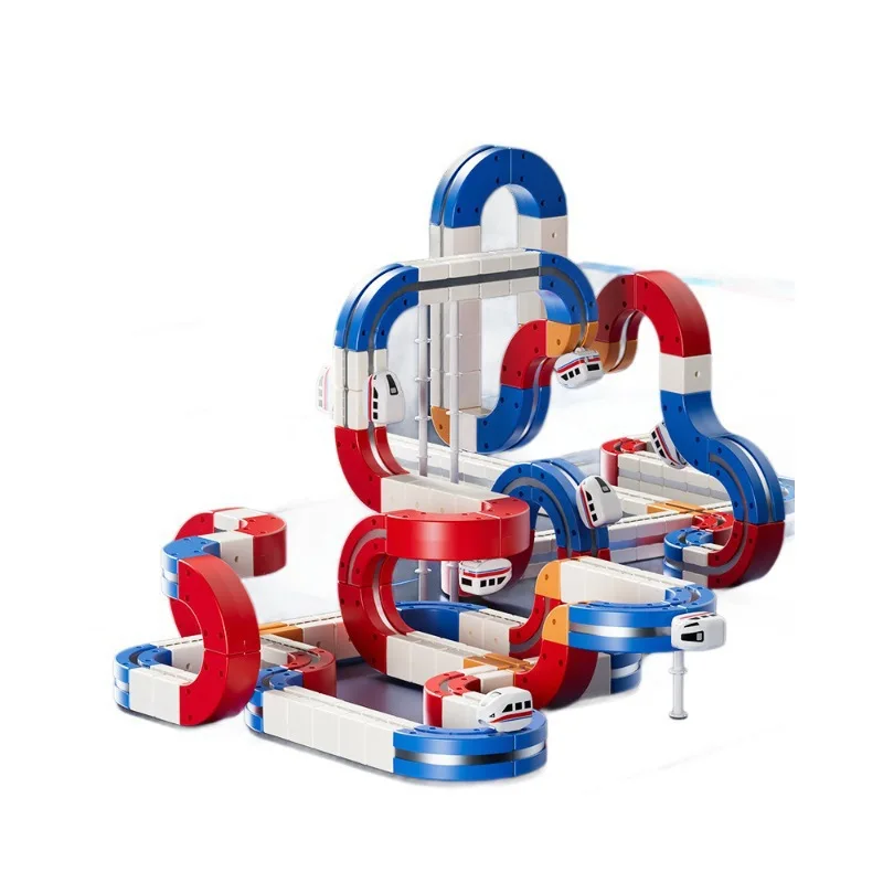 Tren eléctrico de alta velocidad, montaje magnético, juguete DIY, modelo educativo de pista de desviado por gravedad, juego de coche sin Radio controlado