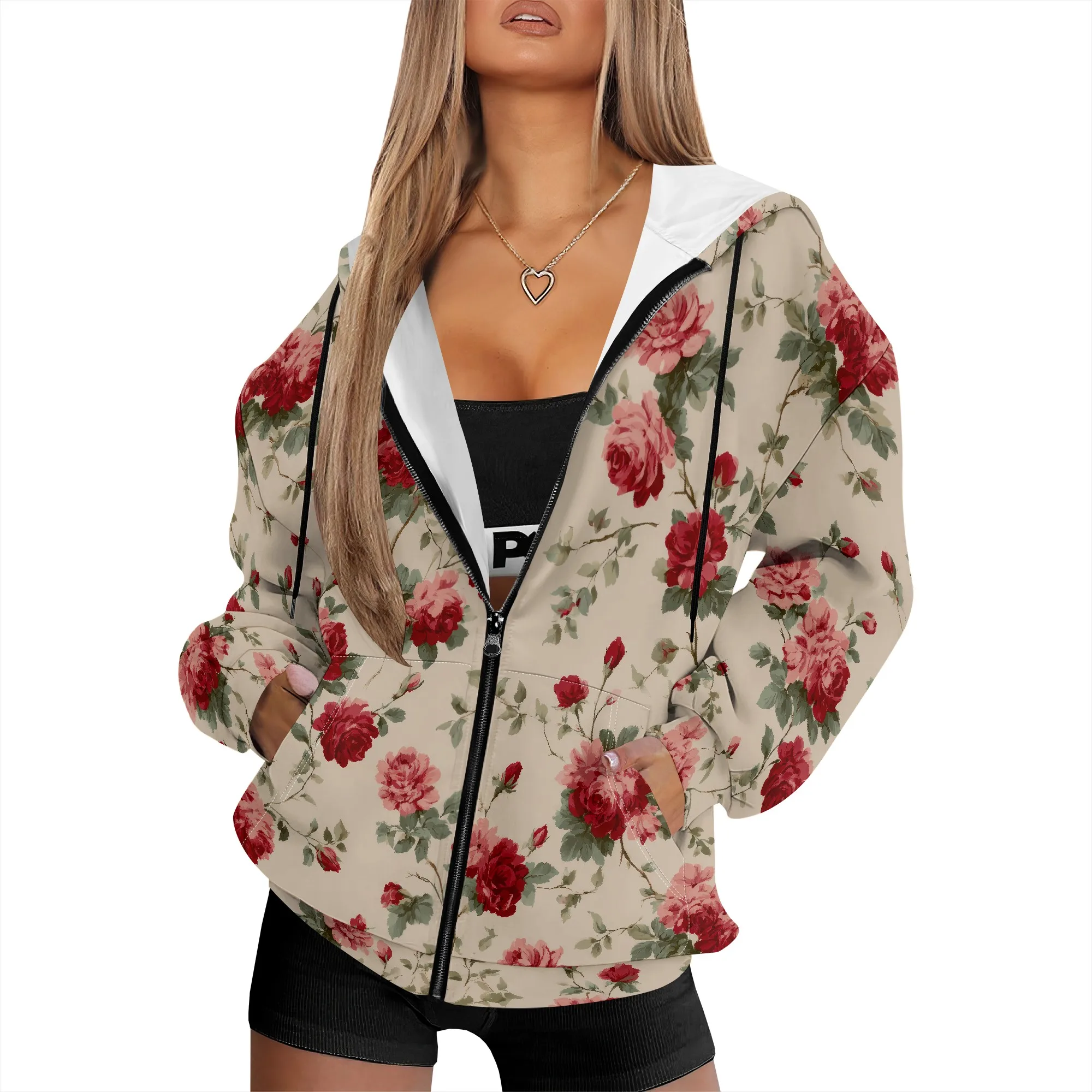 Felpa con cappuccio con zip per donna Felpe alla moda con tasche Giacca oversize con coulisse Felpe con cappuccio Y2k Abiti invernali