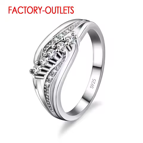 Genuine 925 Sterling Silver Bridal Ring Classic Fashion Jewelry Cubic Zirconia Prong Setting Gift For Women Girls Wholesale