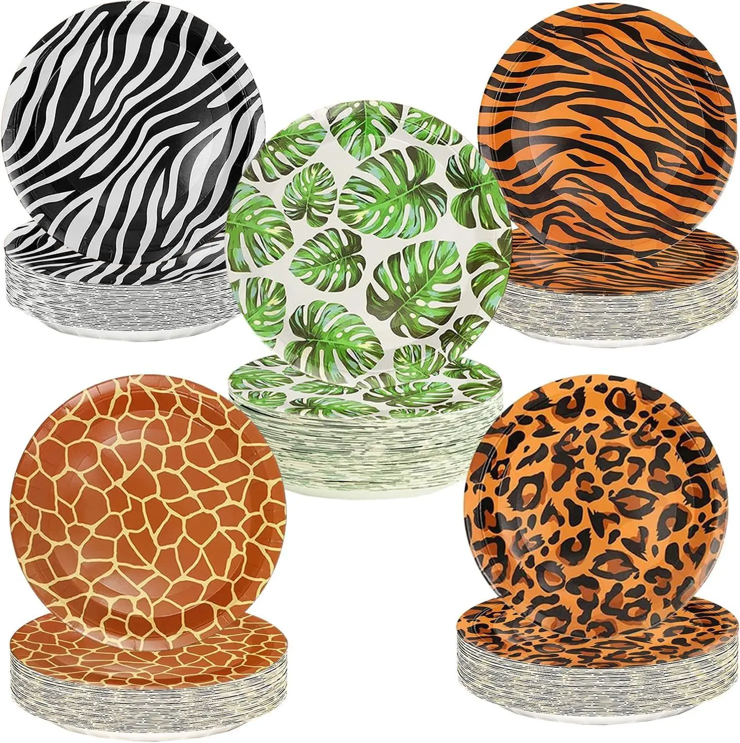 New pattern theme decorative tableware zoo leopard holiday tableware 10 people paper plates paper towels tablecloths paper cups