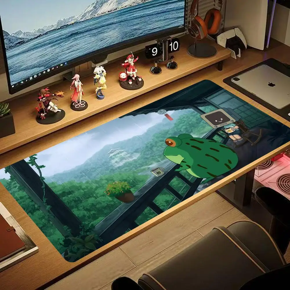 

Frogs eye protection Desk Mat Large Gaming Mousepad XXLCute Mouse Pad Anime Aesthetic Plant Nature Green Extended Deskmat Heal