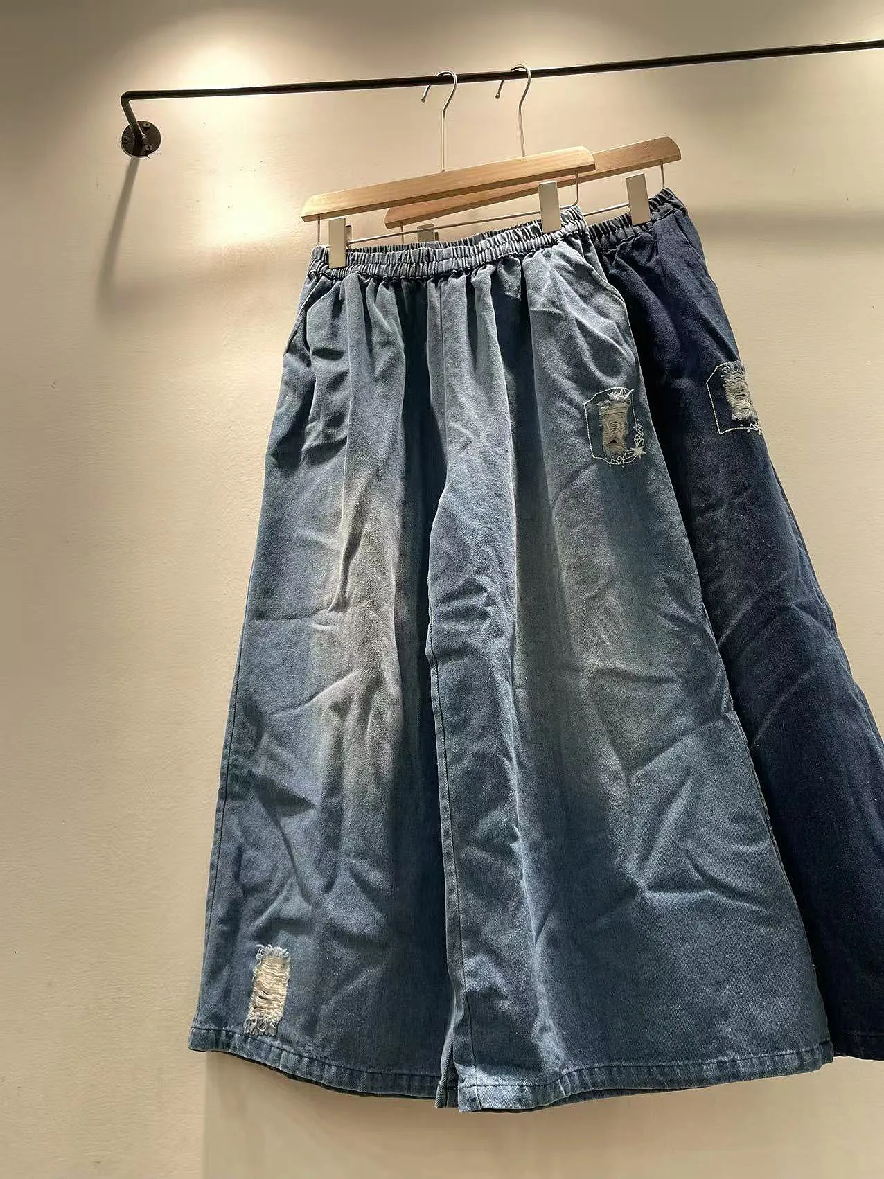 

Loose Wide Leg Jeans High Waist Denim Pants Torn Eighteen Jeans Women's Autumn Faion Simple Sle Casual Blue Jeans