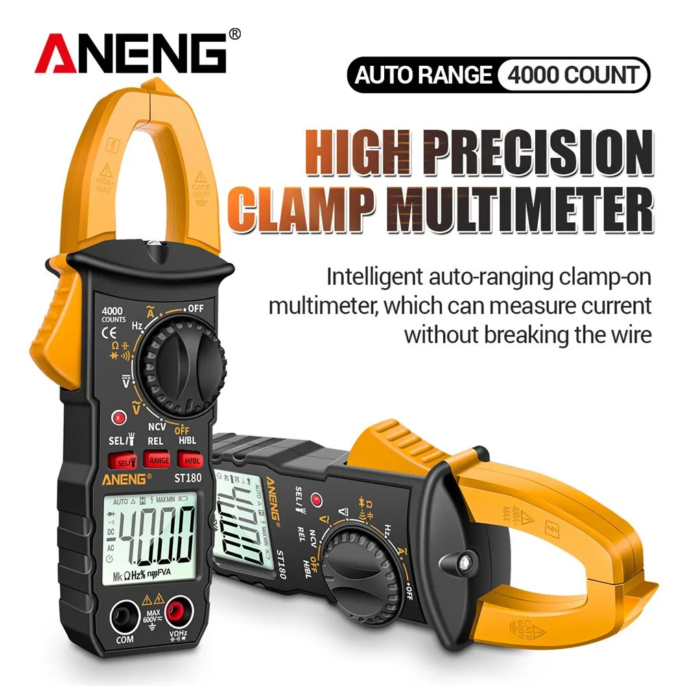 ANENG ST180 العد رقمي المشبك متر تيار متردد متعدد متر Ammeter للسيارة أمبير هرتز السعة NCV أوم أداة