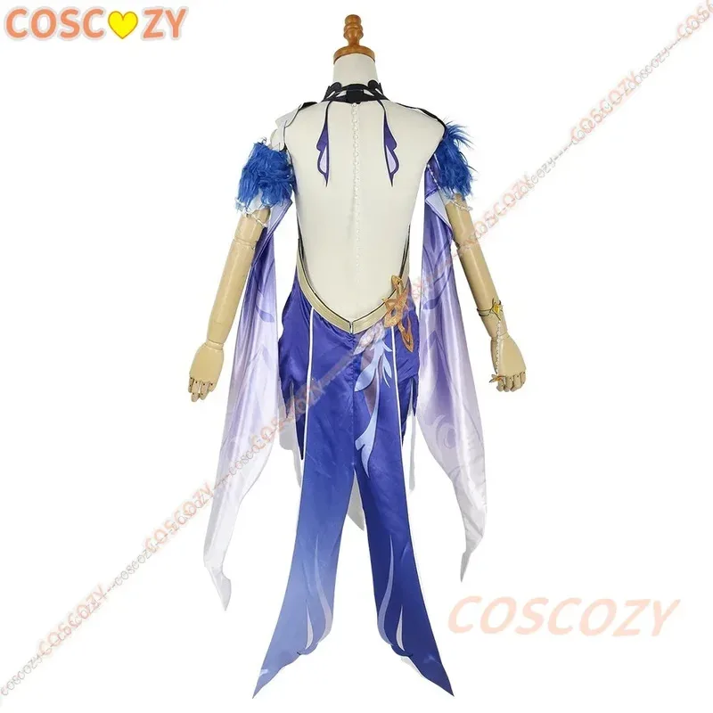qq273 Genshin Impact Ningguang Nova Pele Cosplay Orquídea Vestido de Noite Traje Peruca Conjunto de Roupas