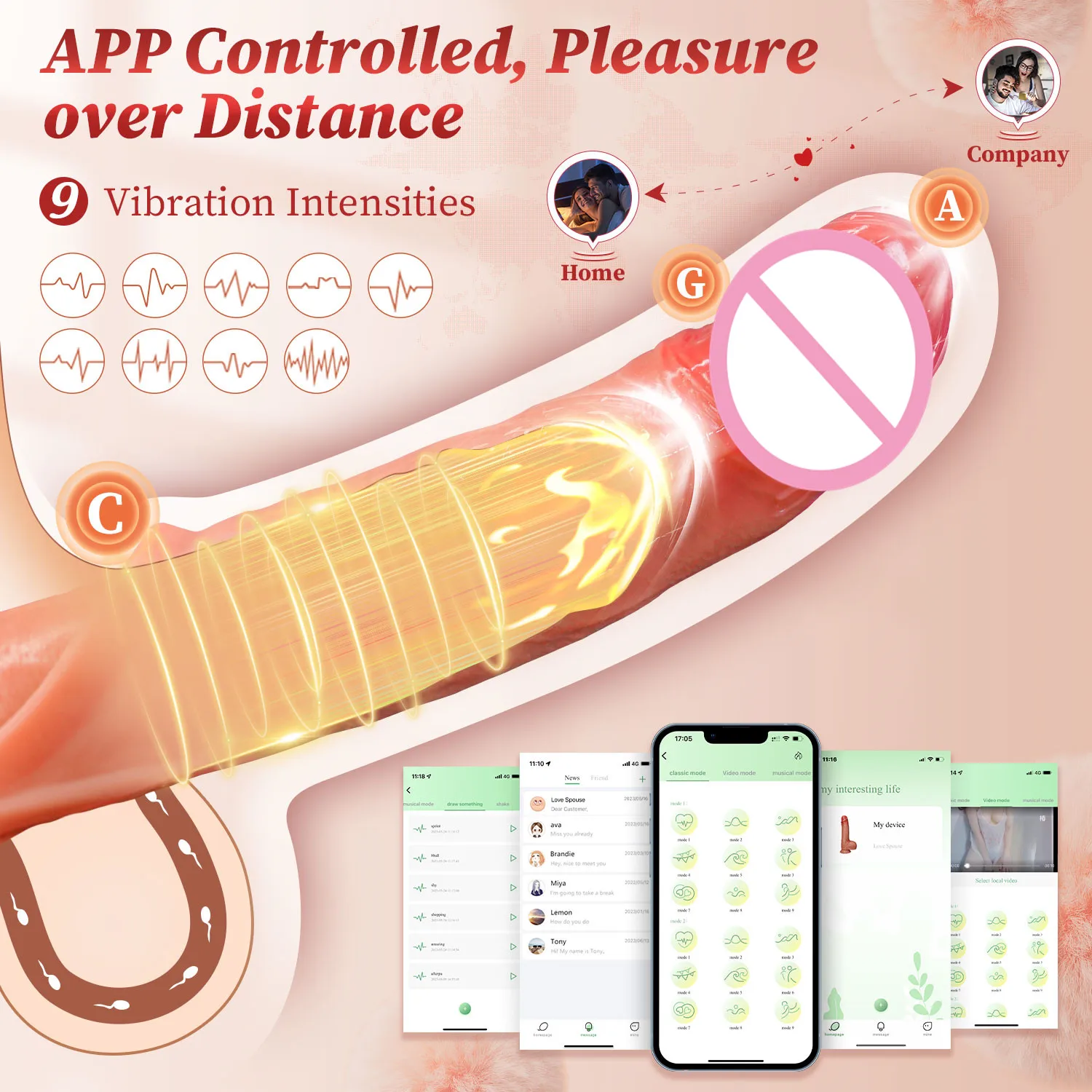 SENSIVO APP Control Cock Ring Extender Up 3in Sleeve for Penis Enlargerment Vibrator Man Erection Delay Ejaculation Sex​ Toys 18