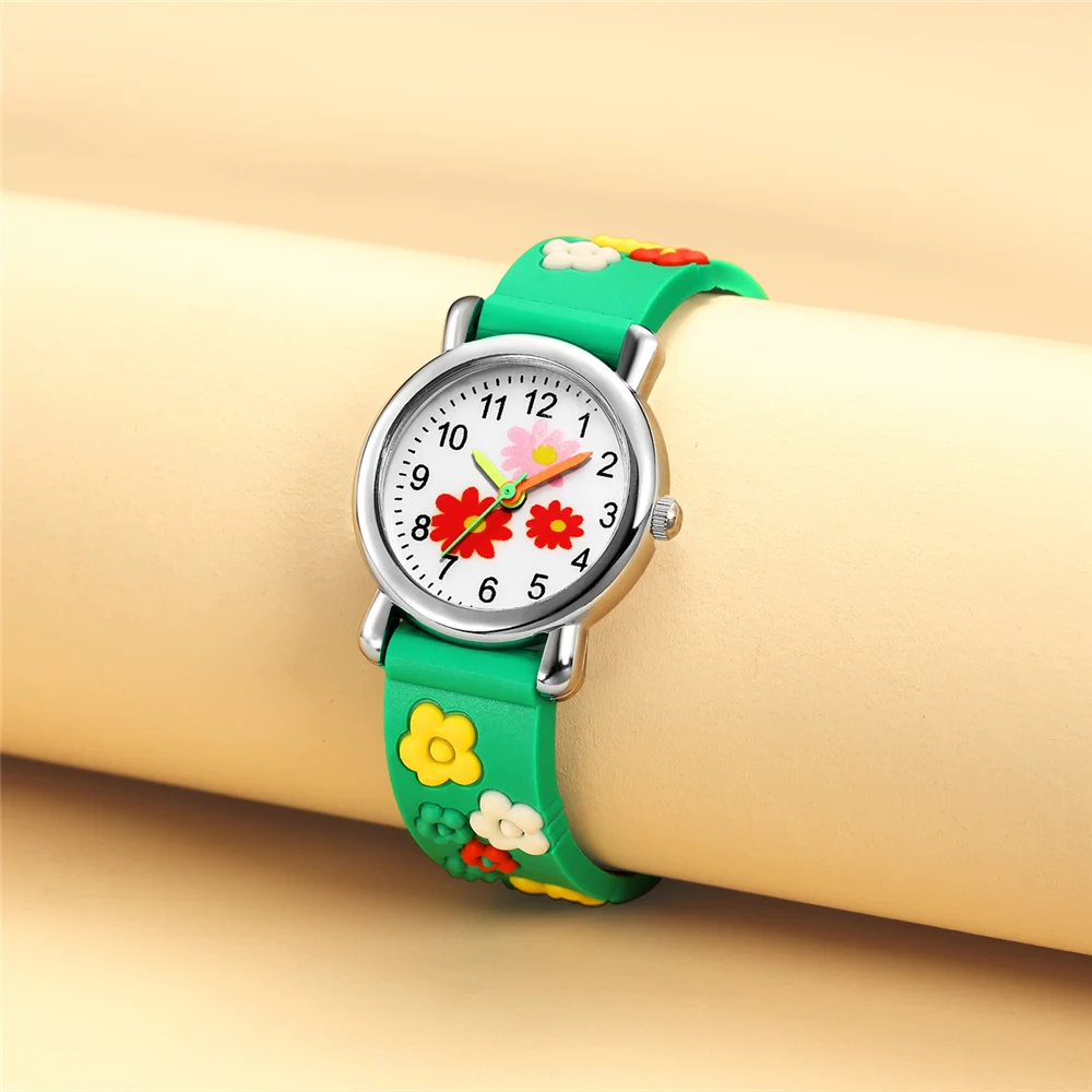 cute sweet flower pattern silicone band Children's cartoon watch