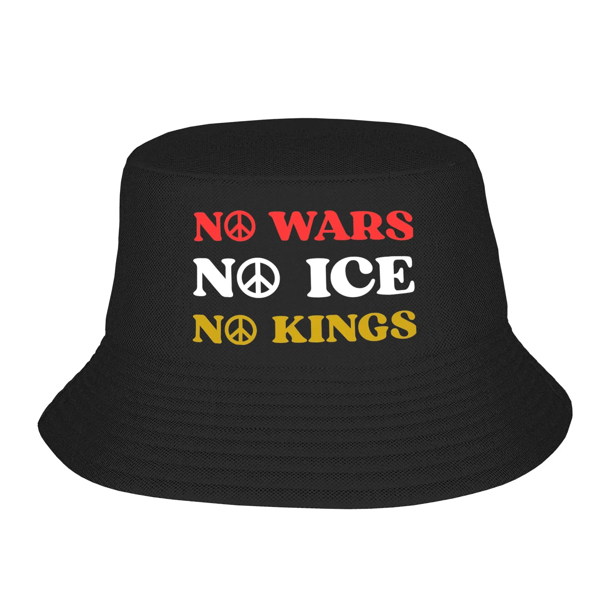 No Kings No Wars No Ice Bucket Hats Gifts For Kid Lovely  Vocation Caps For Outdoor Lightweight