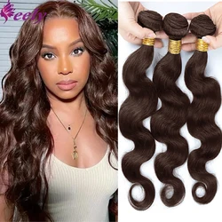 Braune Bundles, menschliches Haar, gewellt, schokoladenbraune Bundles, brasilianisches Echthaar, 100 % Haarverlängerungen, 22 24 26 Zoll, für Frauen # 4