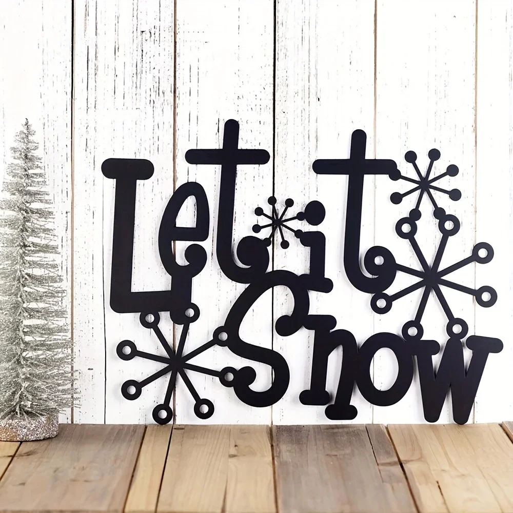 CIFBUY Iron Wall Art Let It Snow Metal Sign Rustic Farmhouse Decor For Home Yard Patio Outdoor Christmas Holiday Decoration