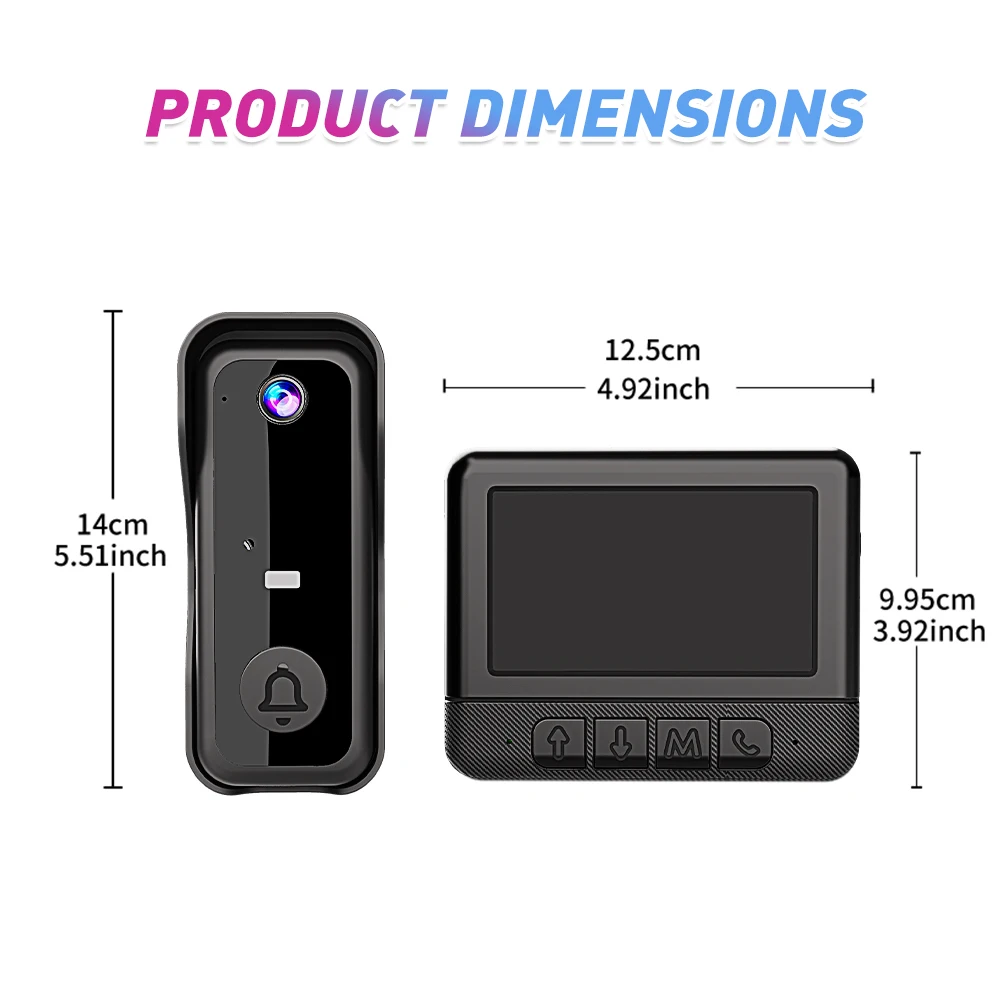 X6 Smart Video Doorbell Camera Bundle with 4.3 Inch Display for Home Use Wireless Video Intercom, Infrared HD Night Vision